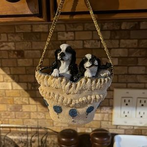 Dogs in baskets deco hanging piece